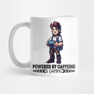 Powered By Caffeine and Gaming Pixel Art Mug